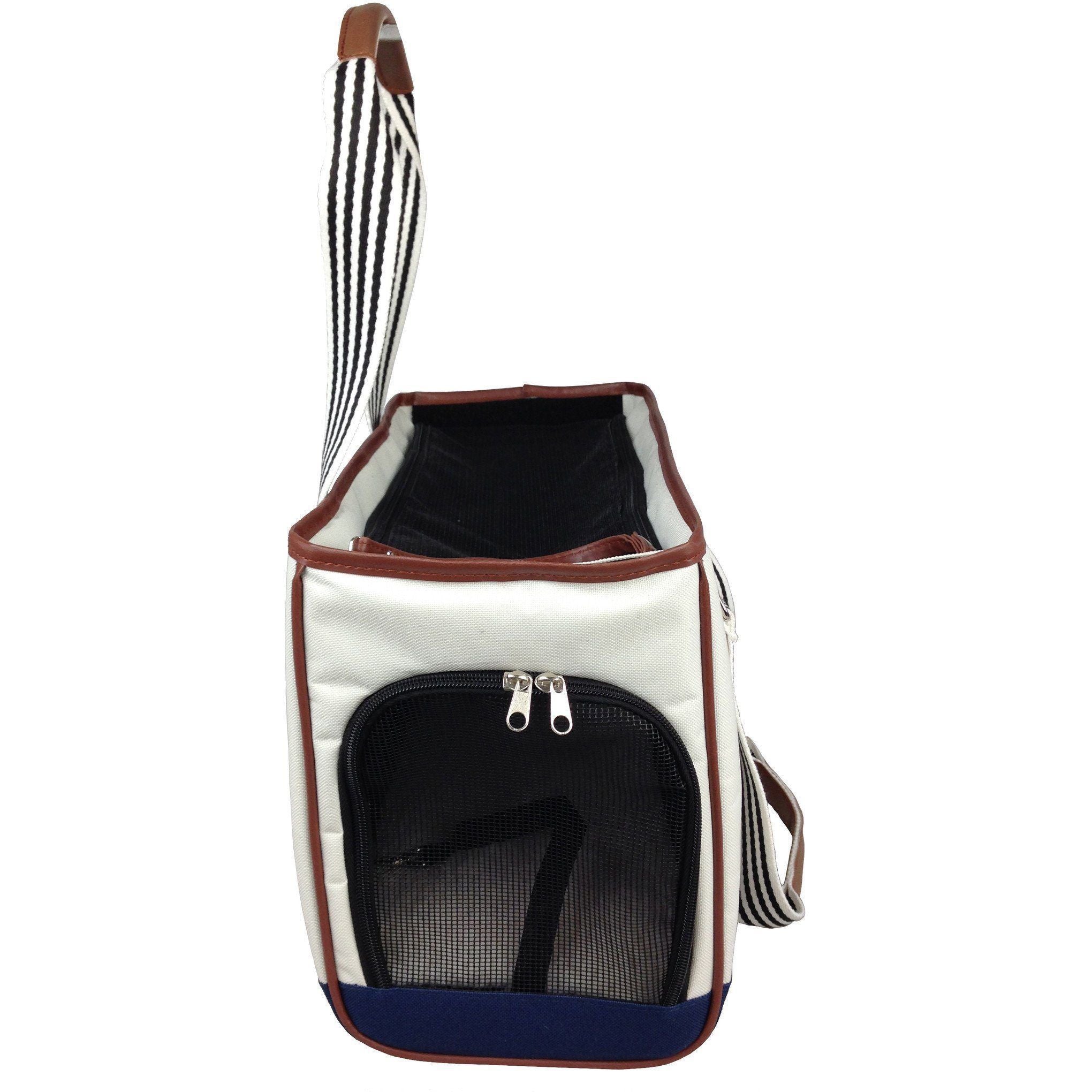 Pet Life ® 'Yacht Polo' Designer Travel Fashion Pet Dog Carrier w/ Pouch - BIG FRENCHIES