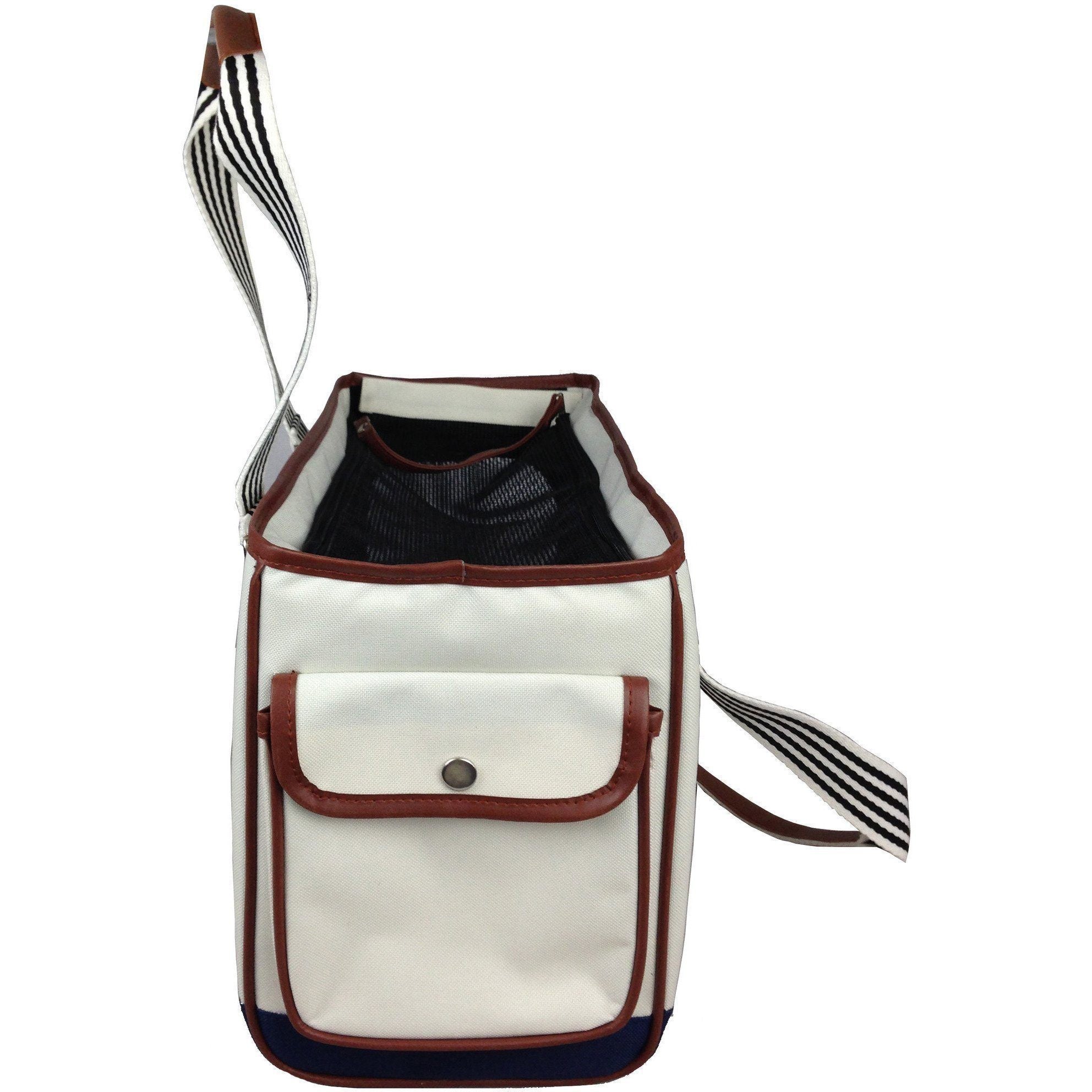 Pet Life ® 'Yacht Polo' Designer Travel Fashion Pet Dog Carrier w/ Pouch - BIG FRENCHIES