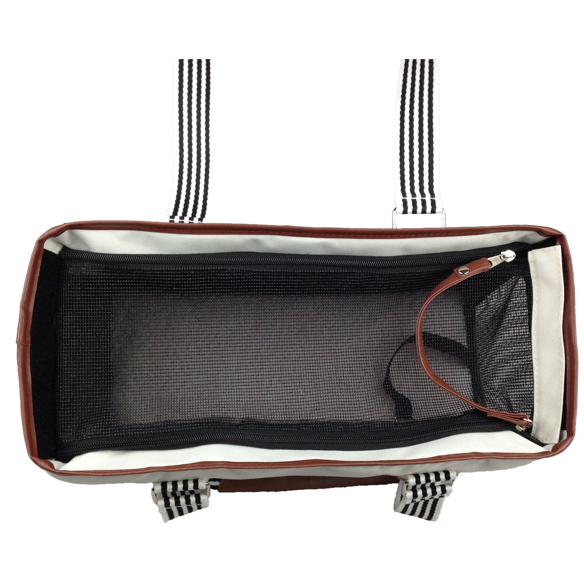 Pet Life ® 'Yacht Polo' Designer Travel Fashion Pet Dog Carrier w/ Pouch - BIG FRENCHIES