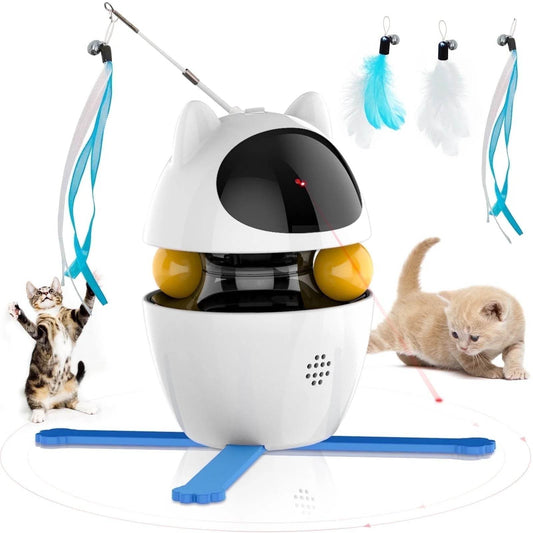 Automatic 3 in 1 Interactive Cat Toy with Laser and Feather for Indoor - BIG FRENCHIES