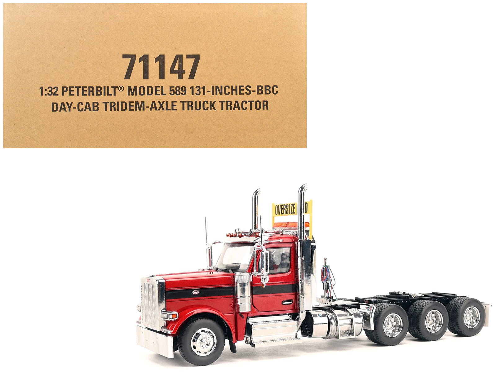 Peterbilt 589 Tridem-Axle Truck Tractor with Day Cab Legendary Red "Transport Series" 1/32 Diecast Model by Diecast Masters  free shipping USA