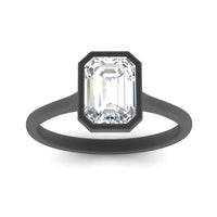 Emerald Cut Petite Bezel Solitaire Engagement Ring