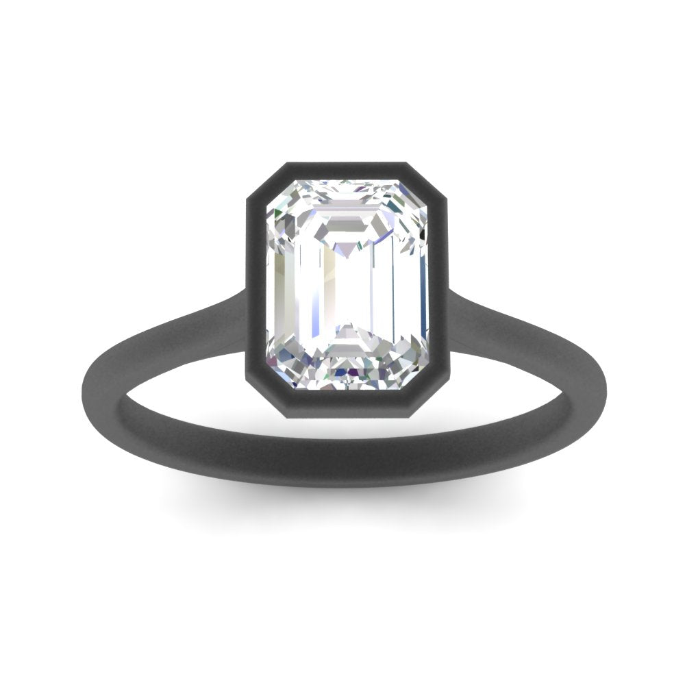 Emerald Cut Petite Bezel Solitaire Engagement Ring