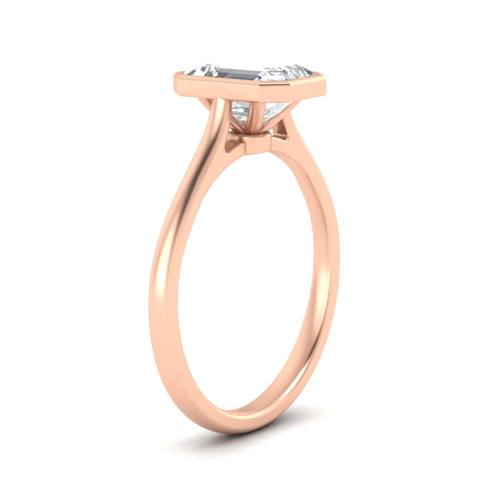 Emerald Cut Petite Bezel Solitaire Engagement Ring