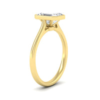 Emerald Cut Petite Bezel Solitaire Engagement Ring
