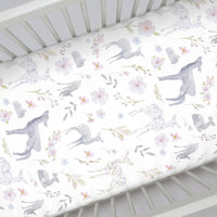 NoJo Super Soft Floral Deer Nursery Mini Crib Fitted Sheet - BIG FRENCHIES