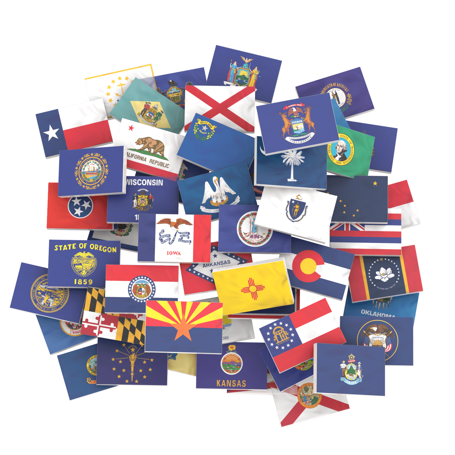50 State Flags Pack - USA State Flags - Custom Printed 2x3 Tile - Made Using LEGO® Parts
