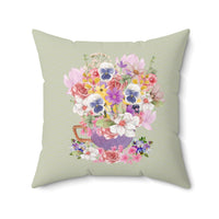 Pillow with Pansies in a Cup