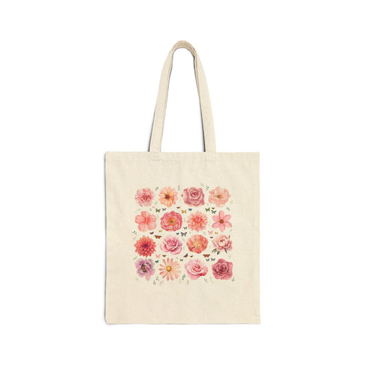 Pink Floral Cottagecore Tote Bag - BIG FRENCHIES