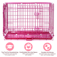 24-42" Collapsible Pink Dog Crate RED24-42