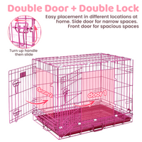 24-42" Collapsible Pink Dog Crate RED24-42