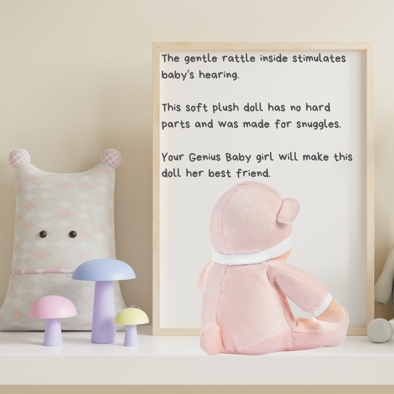 My First Baby Girl Doll in Pink with Rattle - BIG FRENCHIES