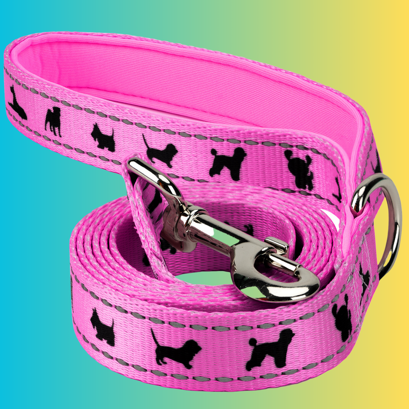 Pink Dog Leash by EcoBark - Padded Comfort Grip Leash - 4ft, 5ft, and 6ft Leash for Teacup, Small, and Medium Dogs - BIG FRENCHIES