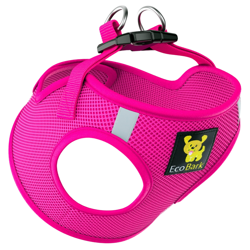 EcoBark Teacup Dog Harness - Step In Soft Mesh Reflective Dog Vest Halter for XXXS to Small Dogs and Puppies - BIG FRENCHIES
