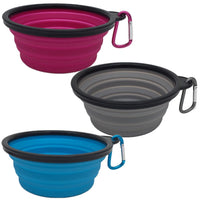 Mr. Peanut's 3 Pak XL (25oz) Collapsible Silicone Bowls with Color Matched Carabiner Clips - BIG FRENCHIES