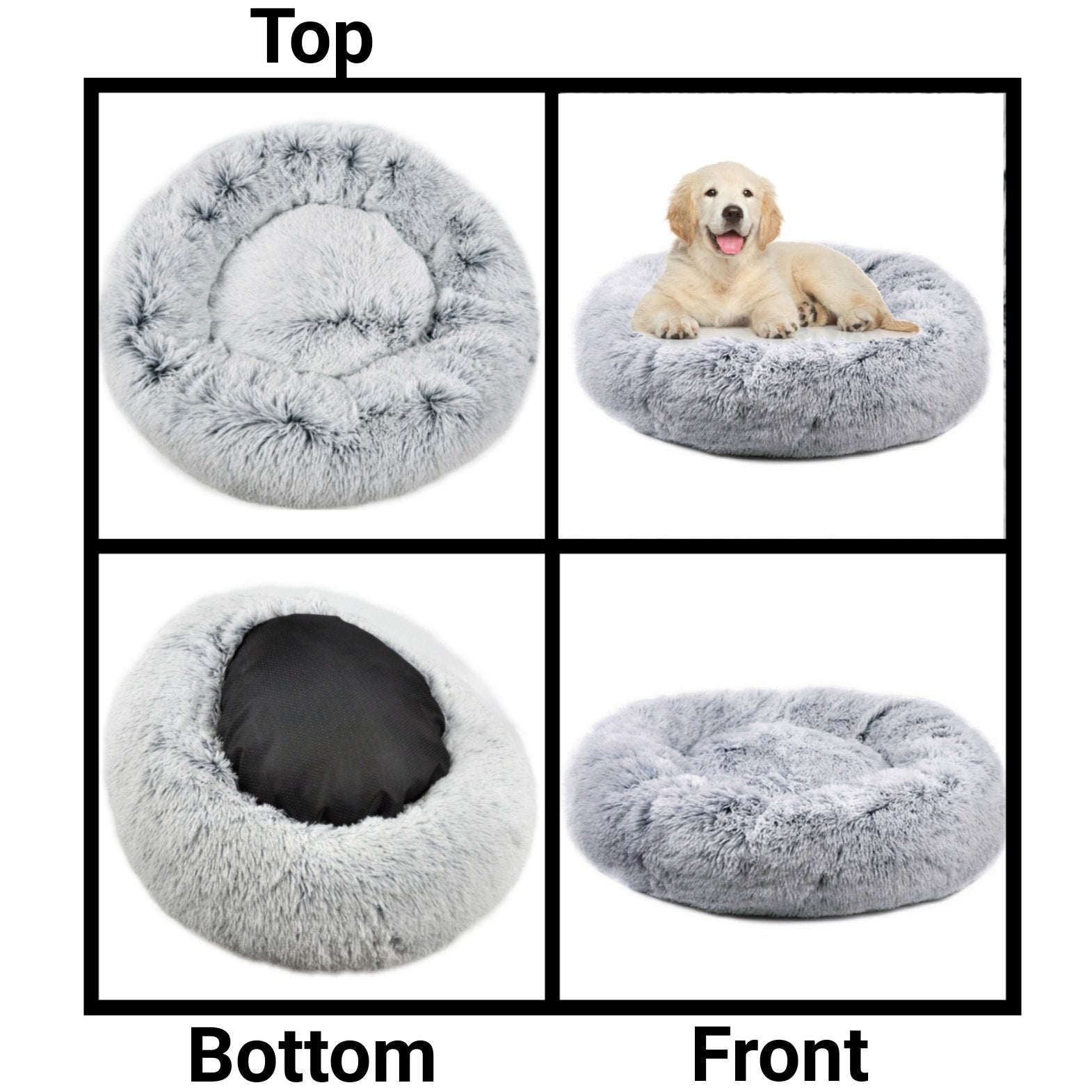 Mr. Peanut's 28" OrthoPlush® Pet Bed - Snowflake White Two Tone - BIG FRENCHIES