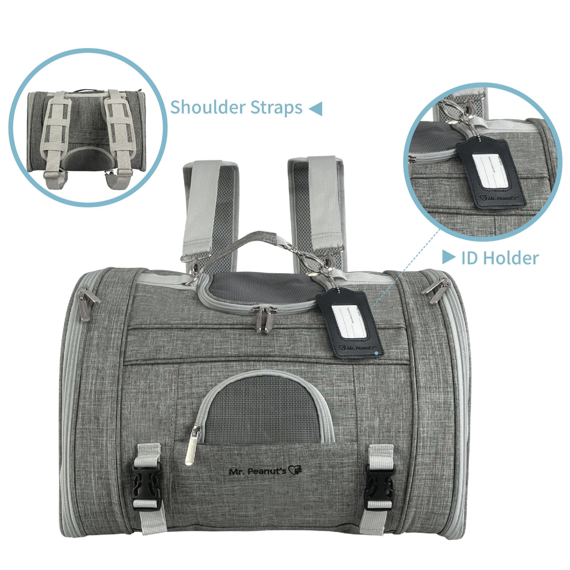 Mr. Peanut's Monterey Series Airline Compliant Horizontal Backpack Pet Carrier - BIG FRENCHIES