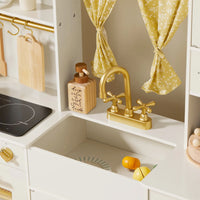 Tiny Land® Iconic Wooden Play Kitchen – Cream Pretend Cooking Set for Kids