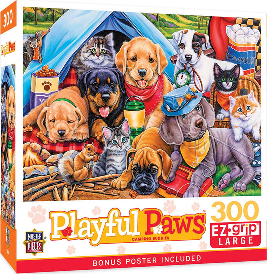 Playful Paws - Camping Buddies 300 Piece EZ Grip Jigsaw Puzzle | Masterpieces Puzzles - BIG FRENCHIES