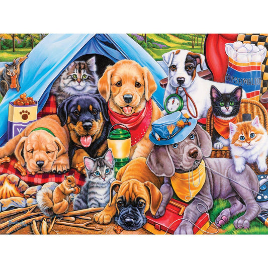 Playful Paws - Camping Buddies 300 Piece EZ Grip Jigsaw Puzzle | Masterpieces Puzzles - BIG FRENCHIES