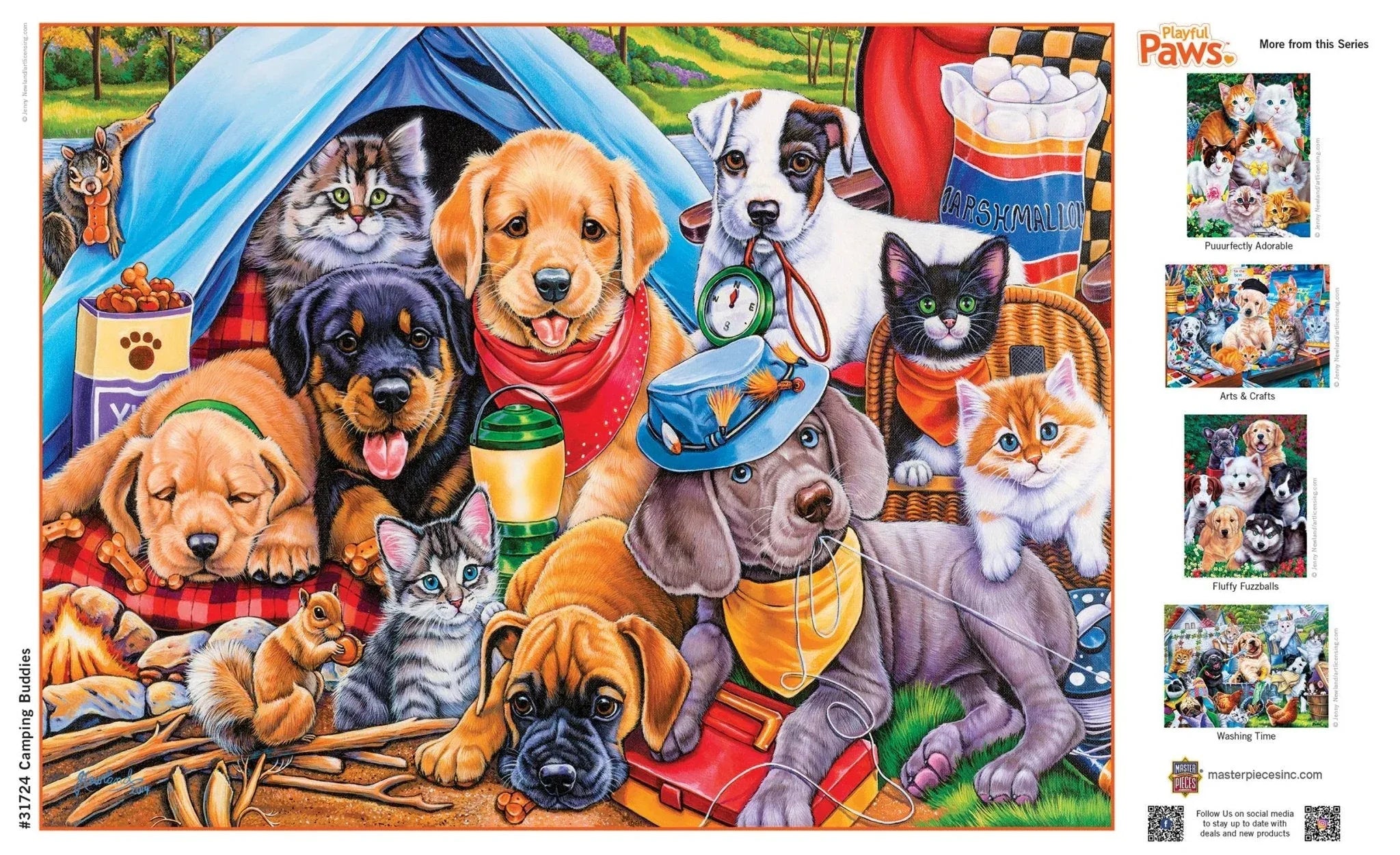 Playful Paws - Camping Buddies 300 Piece EZ Grip Jigsaw Puzzle | Masterpieces Puzzles - BIG FRENCHIES