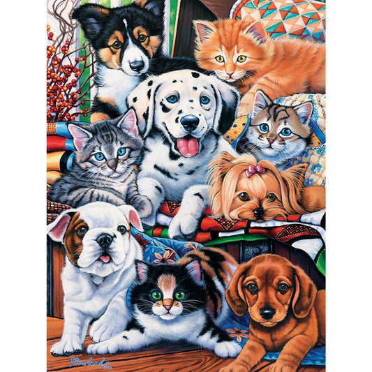 Playful Paws - Hide and Seek 300 Piece EZ Grip Puzzle by MasterPieces - BIG FRENCHIES