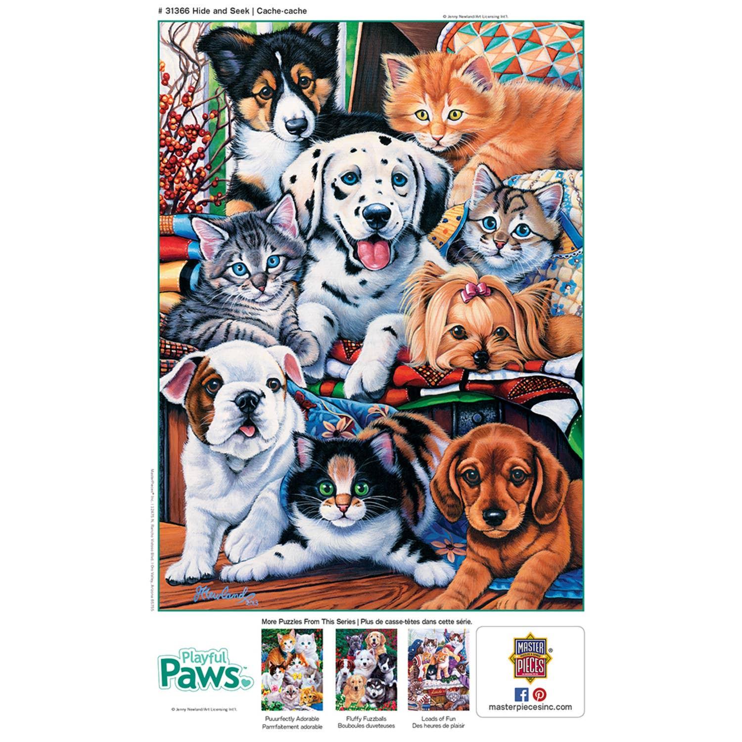 Playful Paws - Hide and Seek 300 Piece EZ Grip Puzzle by MasterPieces - BIG FRENCHIES