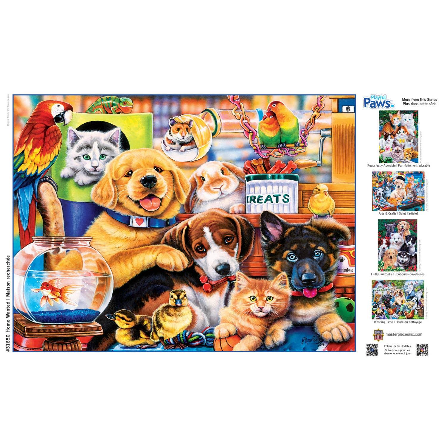 Playful Paws - Home Wanted 300 Piece EZ Grip Puzzle by Masterpieces Puzzles - BIG FRENCHIES