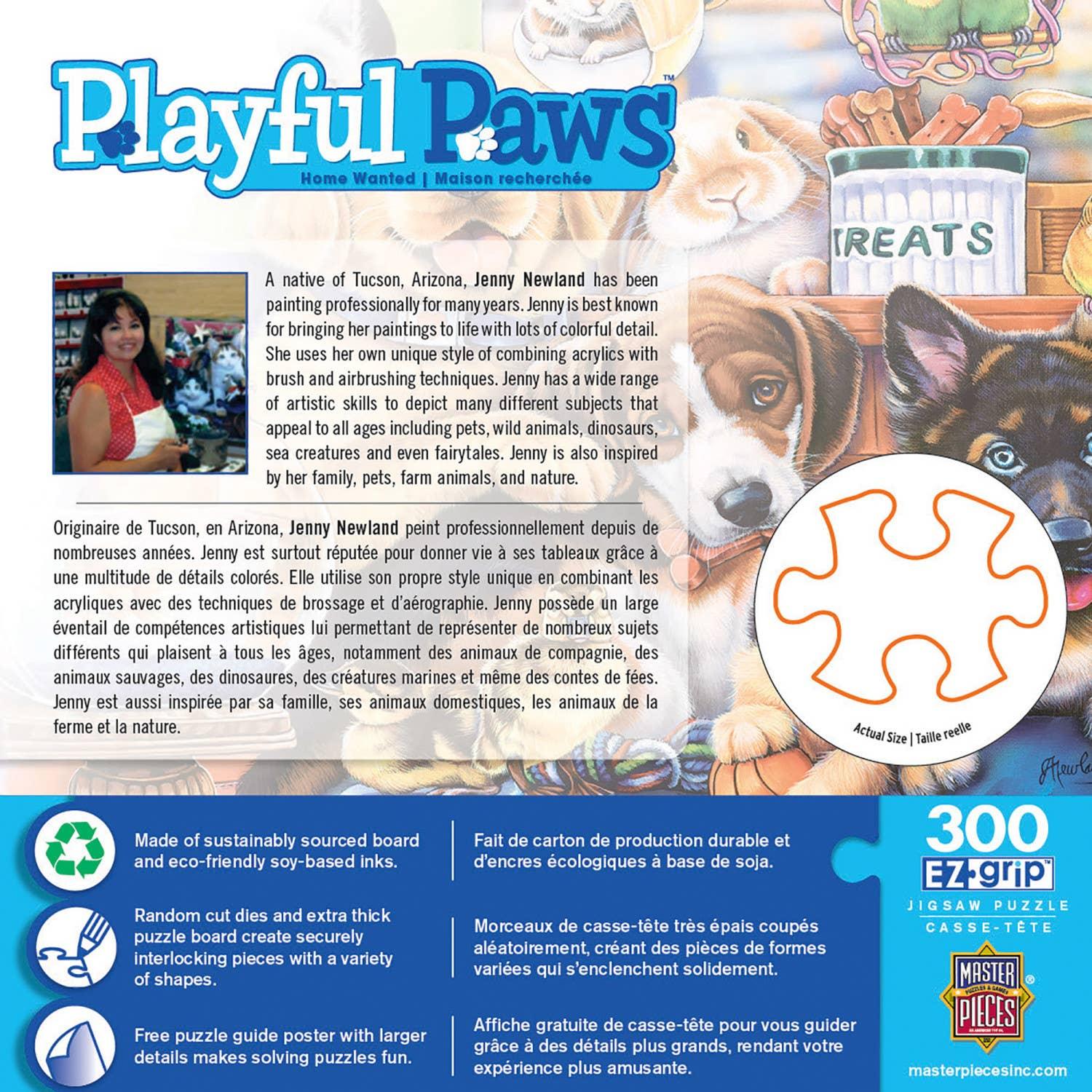Playful Paws - Home Wanted 300 Piece EZ Grip Puzzle by Masterpieces Puzzles - BIG FRENCHIES