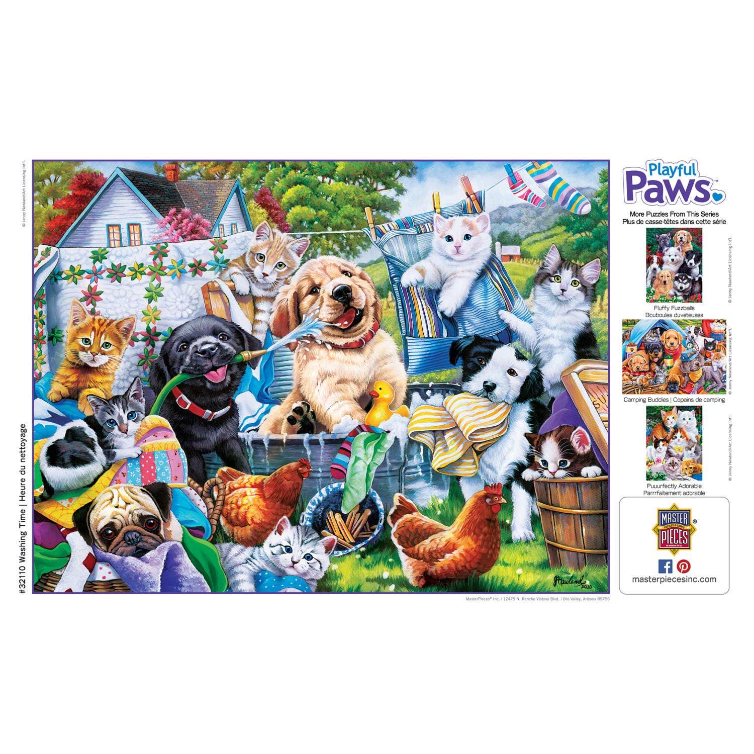 Playful Paws - Washing Time 300 Piece EZ Grip Puzzle by Masterpieces Puzzles - BIG FRENCHIES