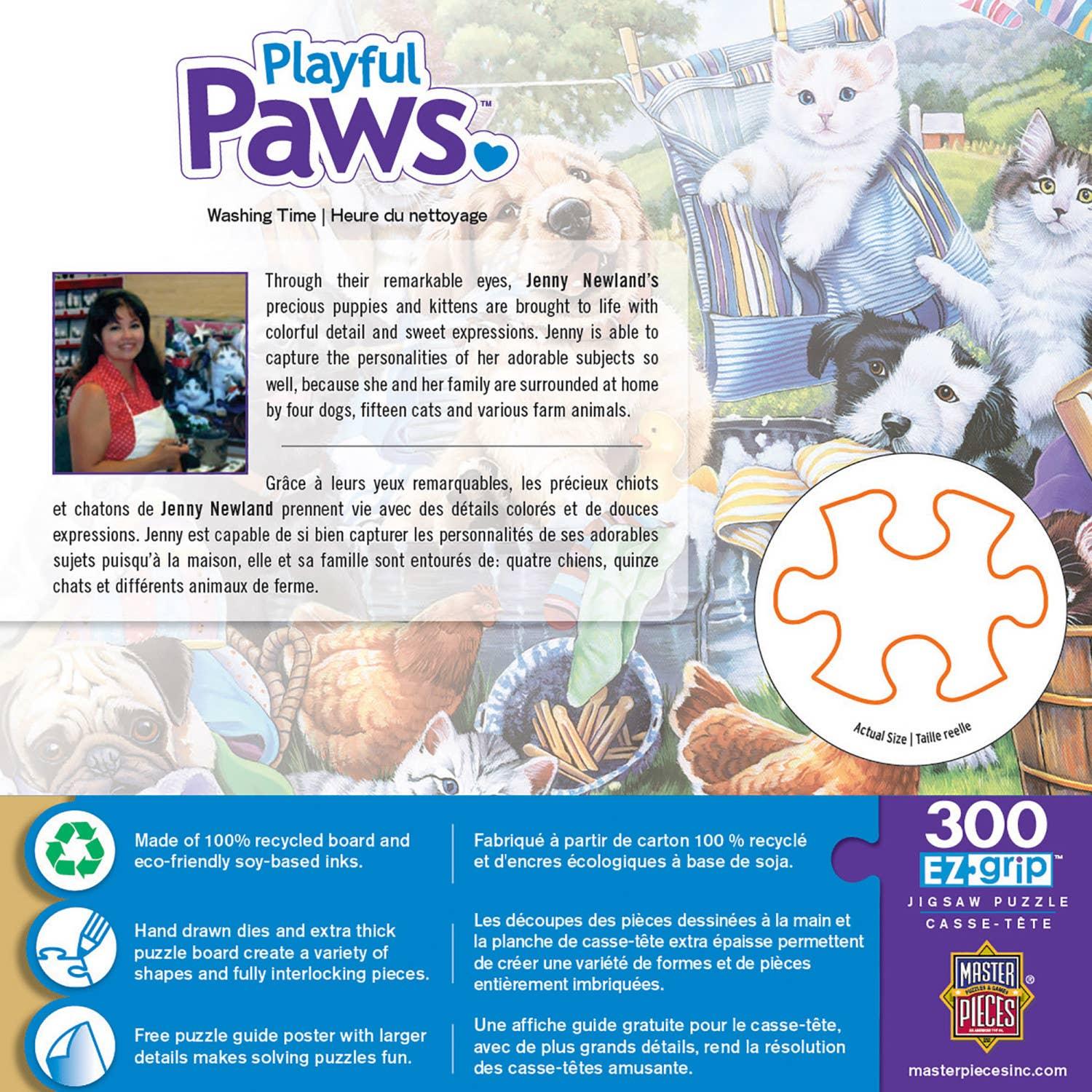 Playful Paws - Washing Time 300 Piece EZ Grip Puzzle by Masterpieces Puzzles - BIG FRENCHIES