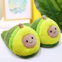 Plush Avocado Slippers Fruit Toys Cute Warm Winter Shoes Women Indoor Household Slippers With Fuzzy Plush Faux Fur Comfy Memory Foam Slip On House Shoes - BIG FRENCHIES