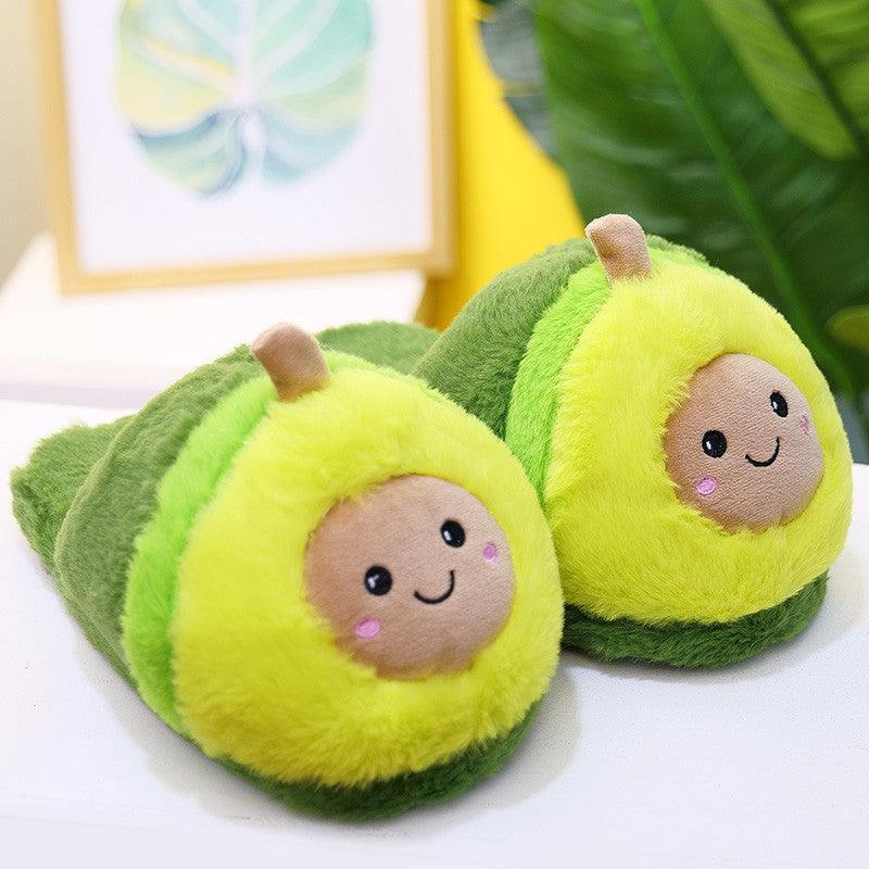 Plush Avocado Slippers Fruit Toys Cute Warm Winter Shoes Women Indoor Household Slippers With Fuzzy Plush Faux Fur Comfy Memory Foam Slip On House Shoes - BIG FRENCHIES