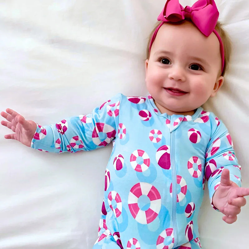 Hamptons Pool Party Pink Zippered Romper - BIG FRENCHIES