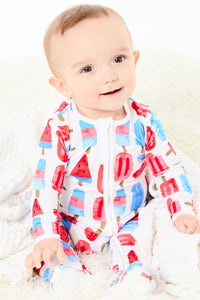 Soft & Stretchy Zipper Footie - Popsicles