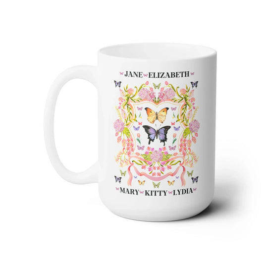 Pride and Prejudice Bennet Sisters Coffee Mug with Butterflies - BIG FRENCHIES