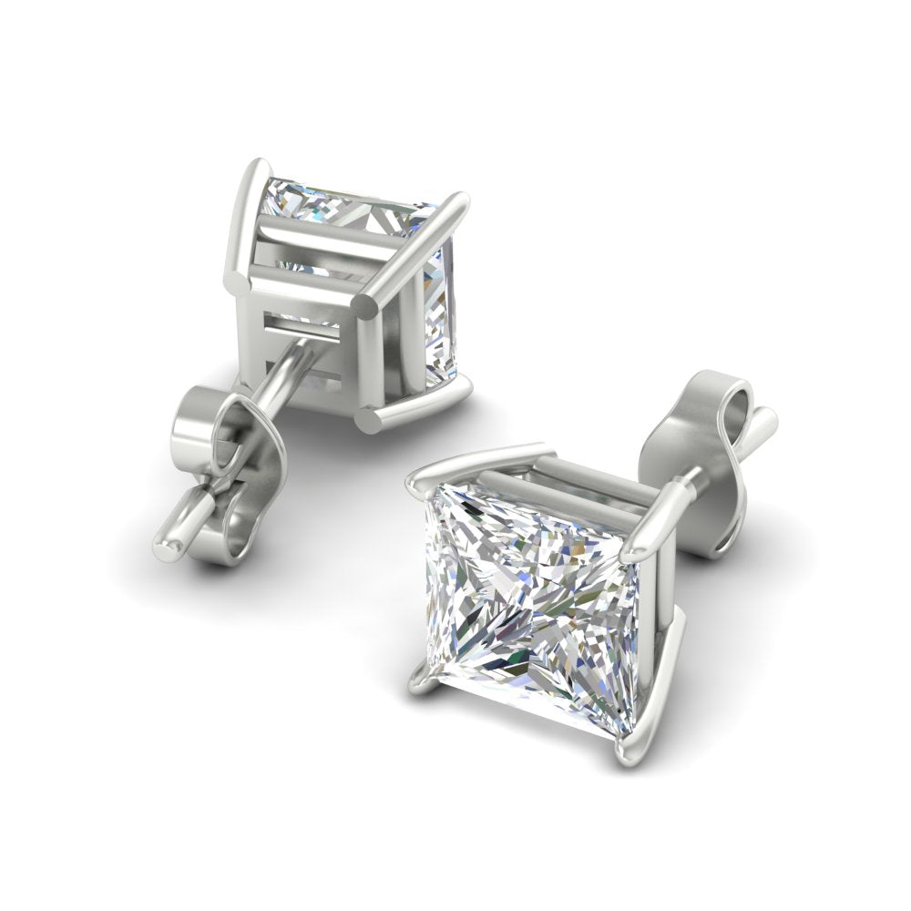 Princess-Cut Diamond Solitaire Stud Earrings (1 - 10ct | GIA & IGI Certified)