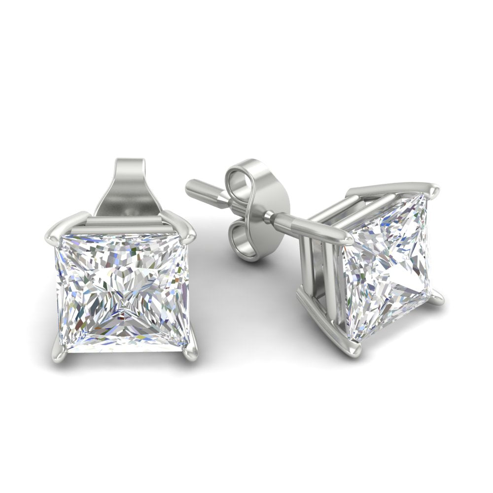 Princess-Cut Diamond Solitaire Stud Earrings (1 - 10ct | GIA & IGI Certified)