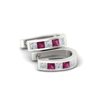 Channel Set Huggie Hoop Earring