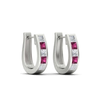 Channel Set Huggie Hoop Earring