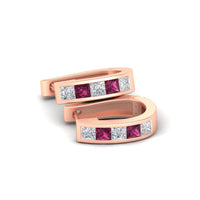 Channel Set Huggie Hoop Earring