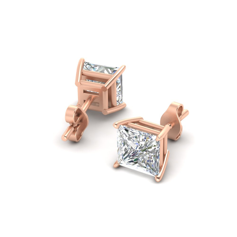 Princess-Cut Diamond Solitaire Stud Earrings (1 - 10ct | GIA & IGI Certified)