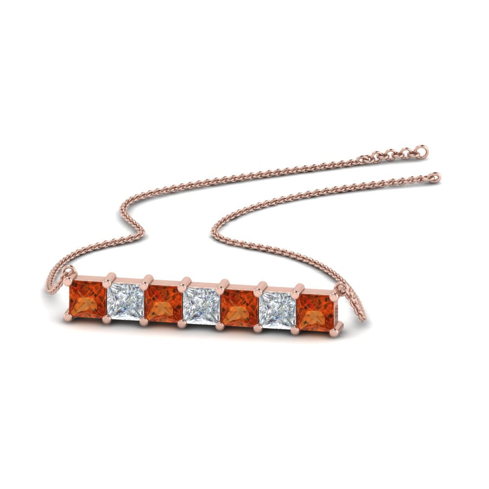 Princess Cut Horizontal Bar Pendant