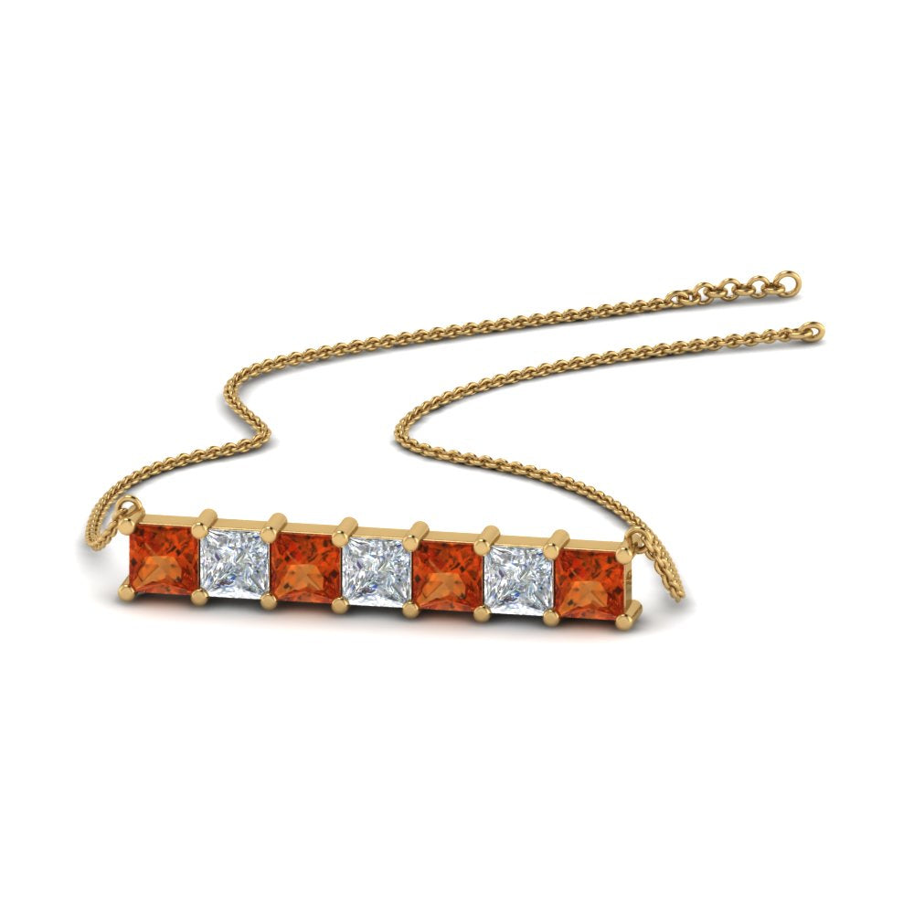 Princess Cut Horizontal Bar Pendant