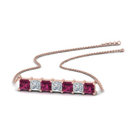 Princess Cut Horizontal Bar Pendant