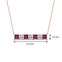 Princess Cut Horizontal Bar Pendant