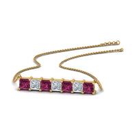 Princess Cut Horizontal Bar Pendant