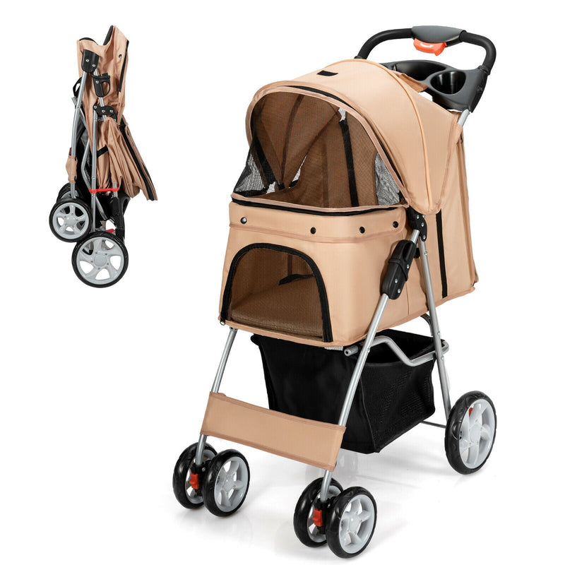 Foldable Pet Stroller 4-Wheel Travel Carrier - BIG FRENCHIES
