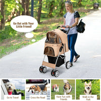 Foldable Pet Stroller 4-Wheel Travel Carrier - BIG FRENCHIES