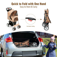 Foldable Pet Stroller 4-Wheel Travel Carrier - BIG FRENCHIES